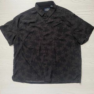 Nat Nast Mens Hawaiian Shirt Size XXL Black Palm Tree Silk Blend Button Up